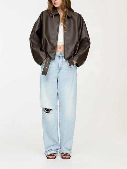 Collective Oversized - Men's Faux Leather Jacket Black Fit