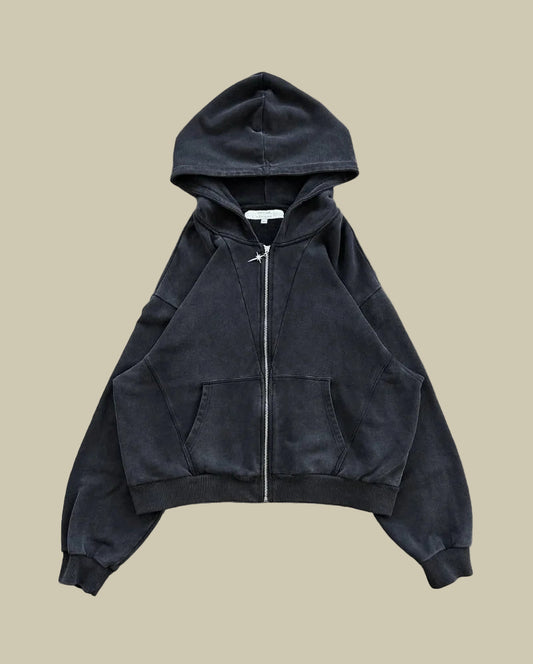 Collective Oversized - Men's Dark Cotton Zip Hoodie