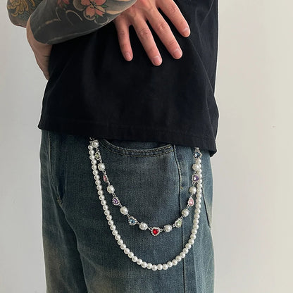 Collective Oversized - Unisex Pants Chain Pearl Bloom