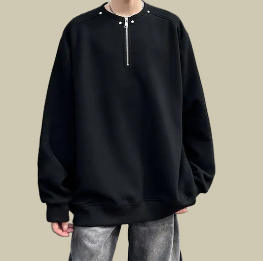 Collective Oversized - Men's Zip Sweatshirt Black Cotton