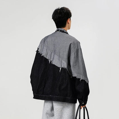 Collective Oversized - Men's Indigo Denim Jacket Distressed