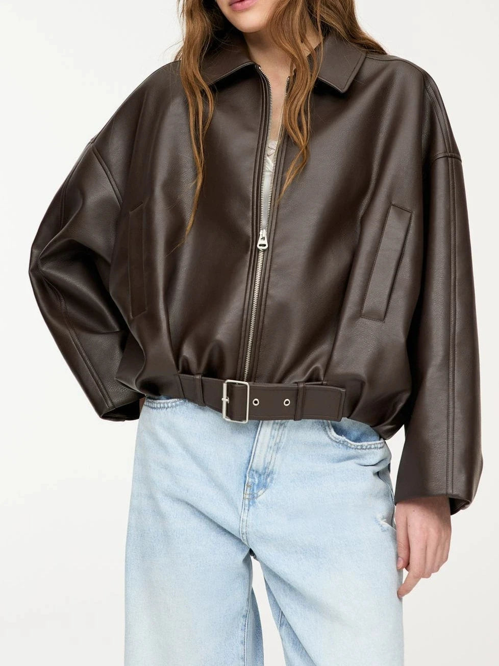 Collective Oversized - Men's Faux Leather Jacket Black Fit