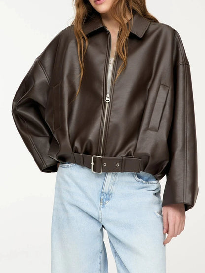 Collective Oversized - Men's Faux Leather Jacket Black Fit