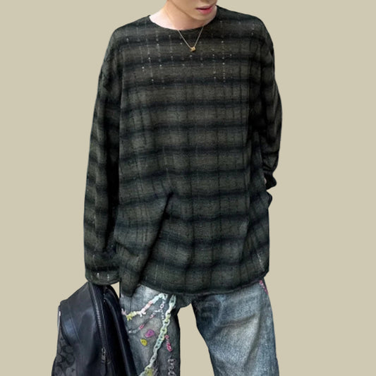 Collective Oversized - Men's Black Cotton Long Sleeve Top
