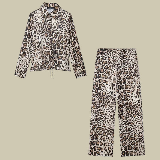 Collective Oversized - Women's Leopard 2pc Women Cotton Tan
