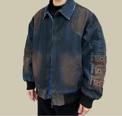 Collective Oversized - Men's Denim Padded Jacket Indigo