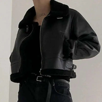 Collective Oversized - Men's Leather Coat Padded Black