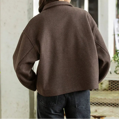 Collective Oversized - Women's Wool Zip Jacket Brown Women