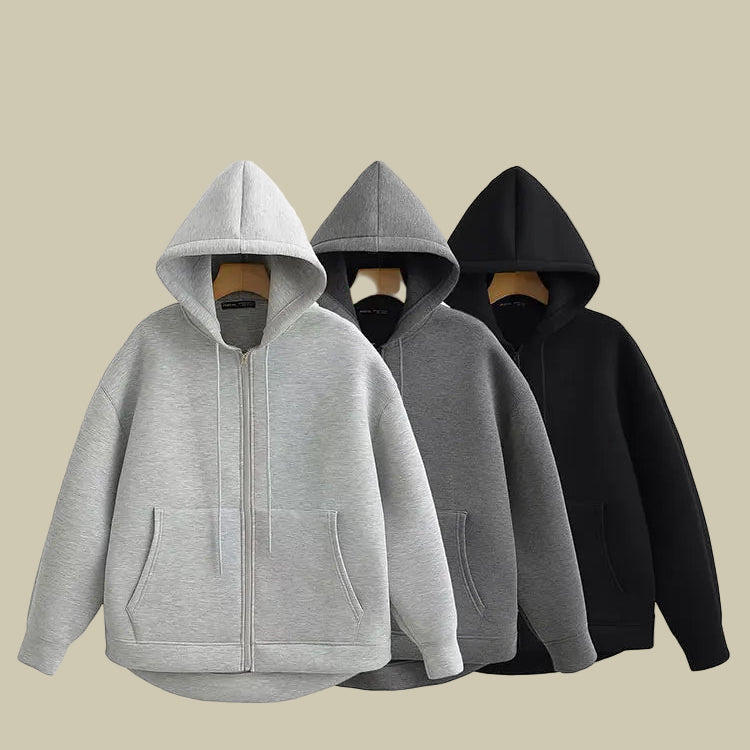 Collective Oversized - Women's Zip Hoodie Cozy Cotton Black