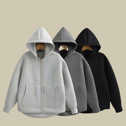 Collective Oversized - Women's Zip Hoodie Cozy Cotton Black