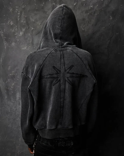 Collective Oversized - Men's Dark Cotton Zip Hoodie