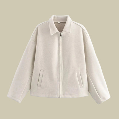 Collective Oversized - Women's Wool Zip Jacket Brown Women