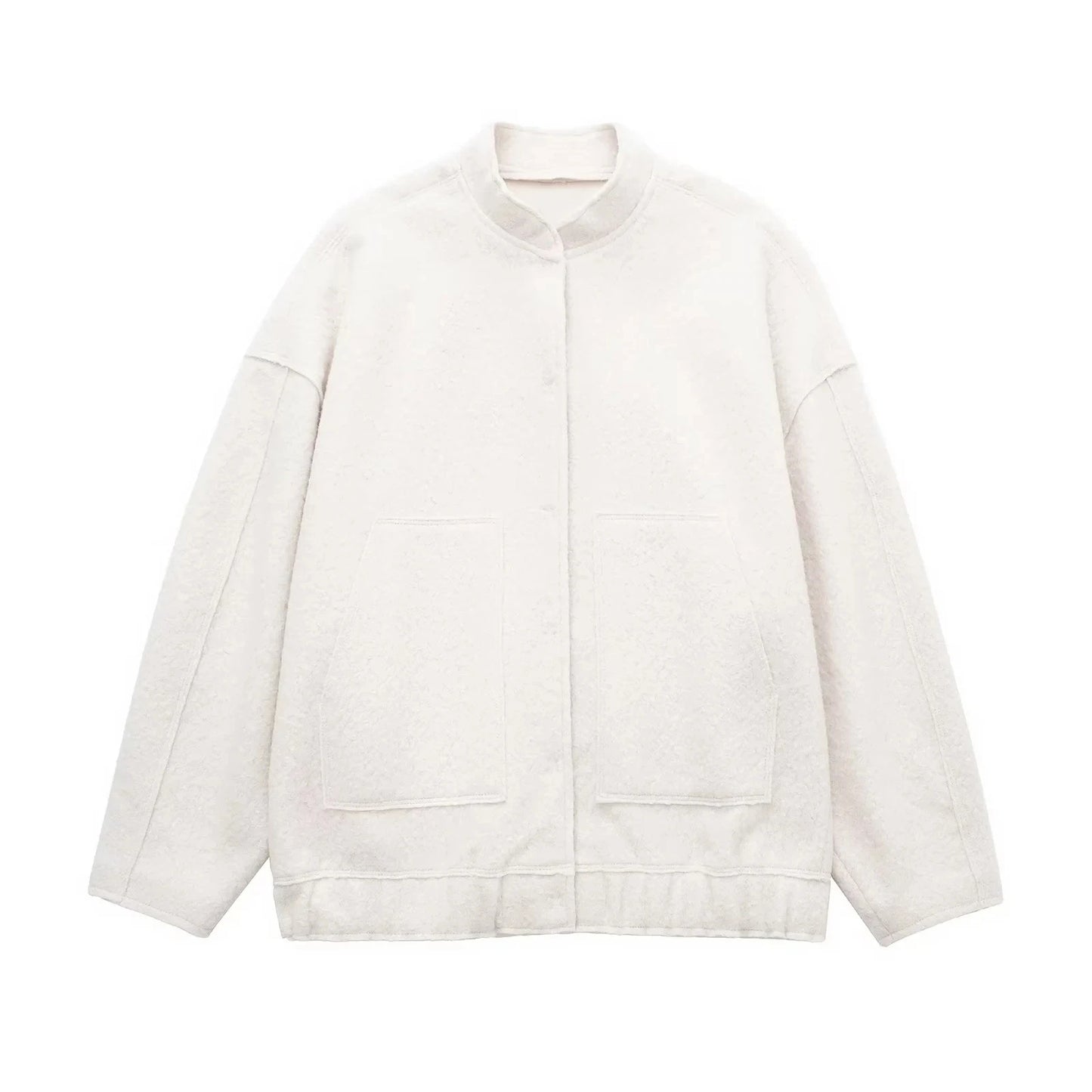 Collective Oversized - Women's Woolen Bomber Charcoal Cozy