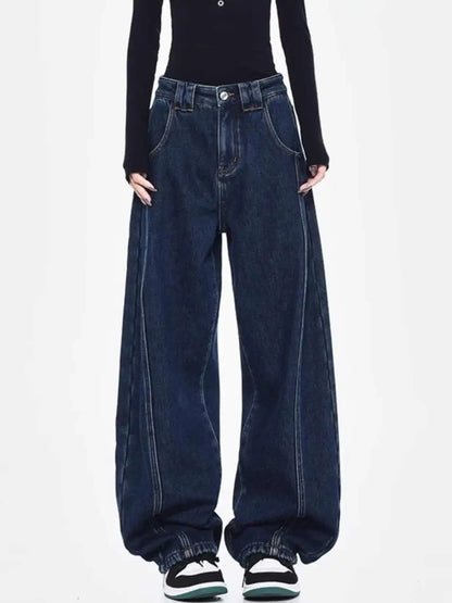 Collective Oversized - Women's Baggy Jeans Denim Indigo