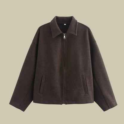 Collective Oversized - Women's Wool Zip Jacket Brown Women
