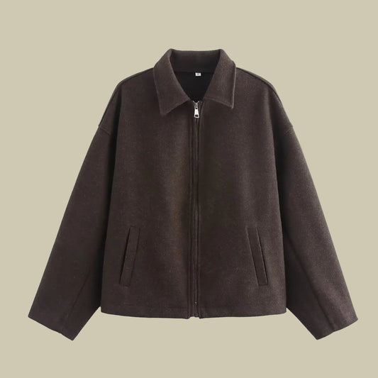 Collective Oversized - Women's Wool Zip Jacket Brown Women