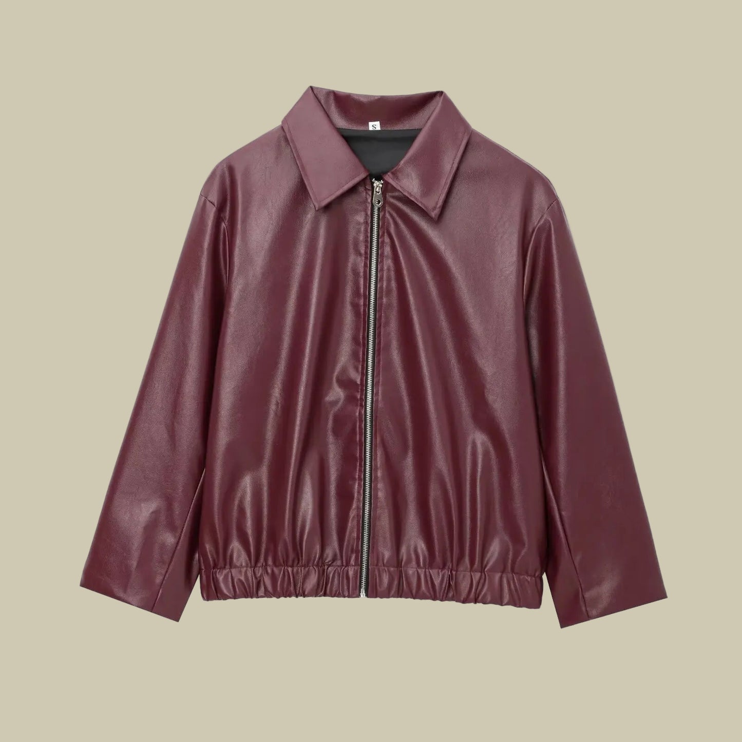 Collective Oversized - Women's Faux Leather Jacket Wine Red
