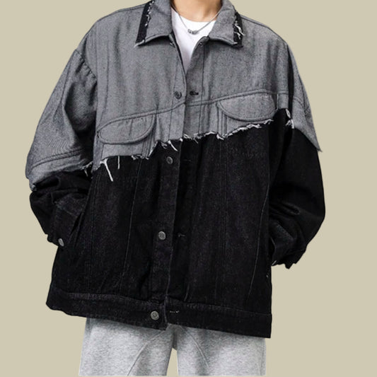 Collective Oversized - Men's Indigo Denim Jacket Distressed