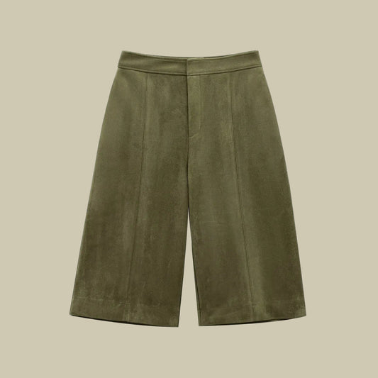 Collective Oversized - Women's Relaxed Black Suede Shorts