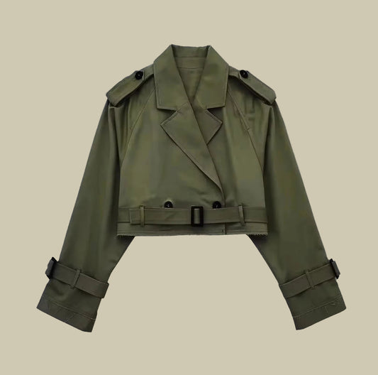 Collective Oversized - Women's Belted Trench Black Cotton
