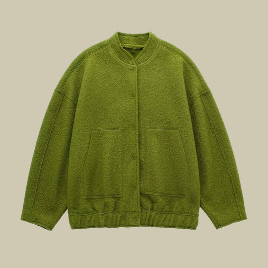 Collective Oversized - Women's Woolen Bomber Charcoal Cozy