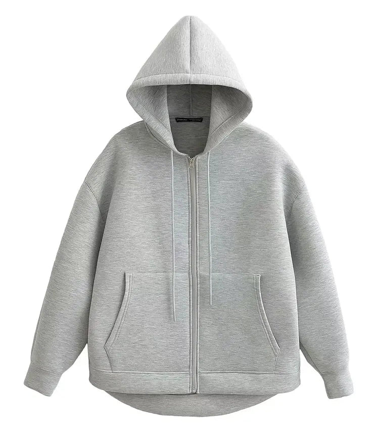 Collective Oversized - Women's Zip Hoodie Cozy Cotton Black