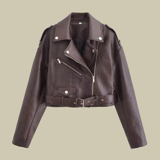 Collective Oversized - Women's FauxLeather Moto Jacket Black