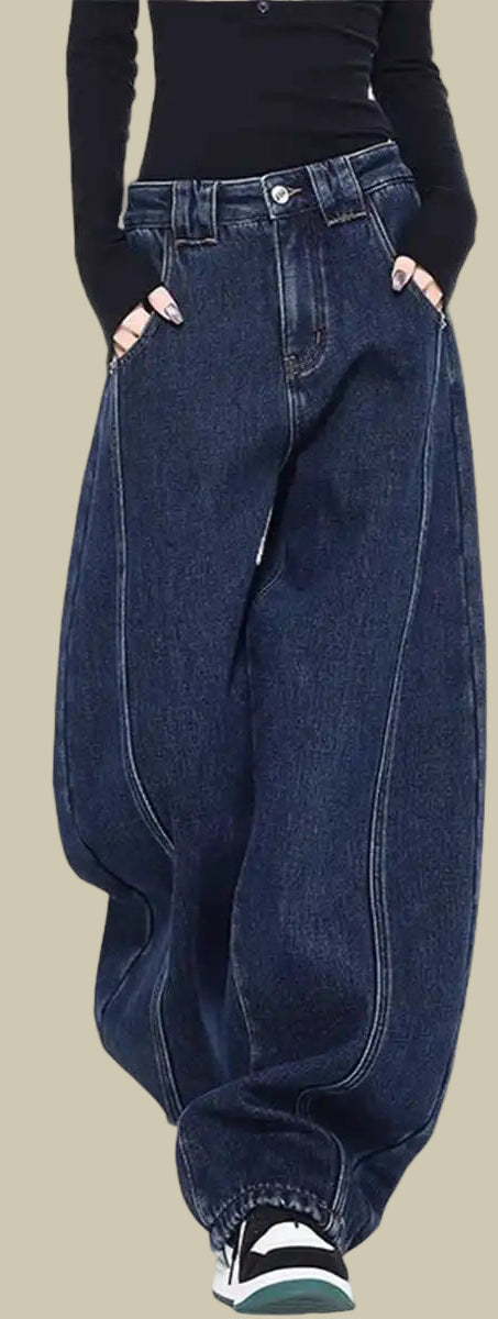 Collective Oversized - Women's Baggy Jeans Denim Indigo