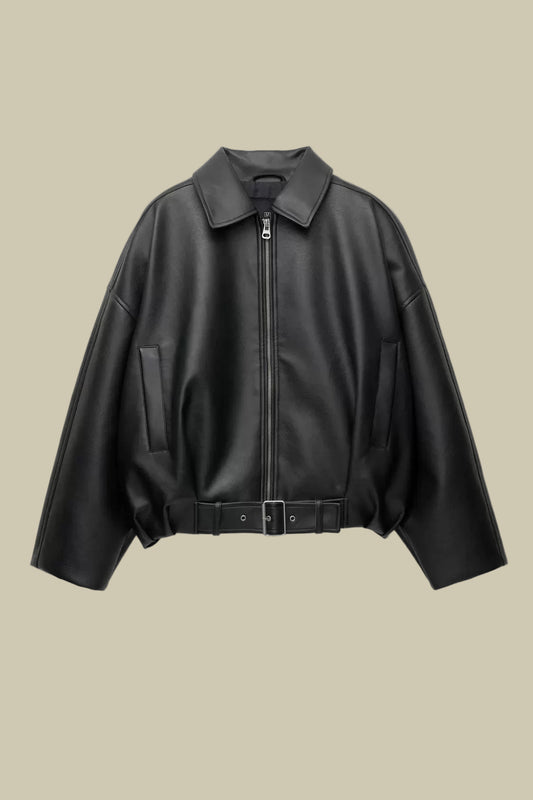 Collective Oversized - Men's Faux Leather Jacket Black Fit